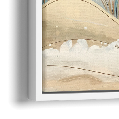 Myrtle Beach Seagulls In Flight - Close-Up White Frame Canvas