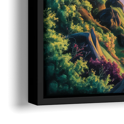 Niagara Falls Close Up - Close-Up Black Frame Canvas
