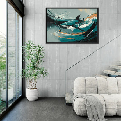 San Jose Sharks Pride - Living Room Black Frame Canvas
