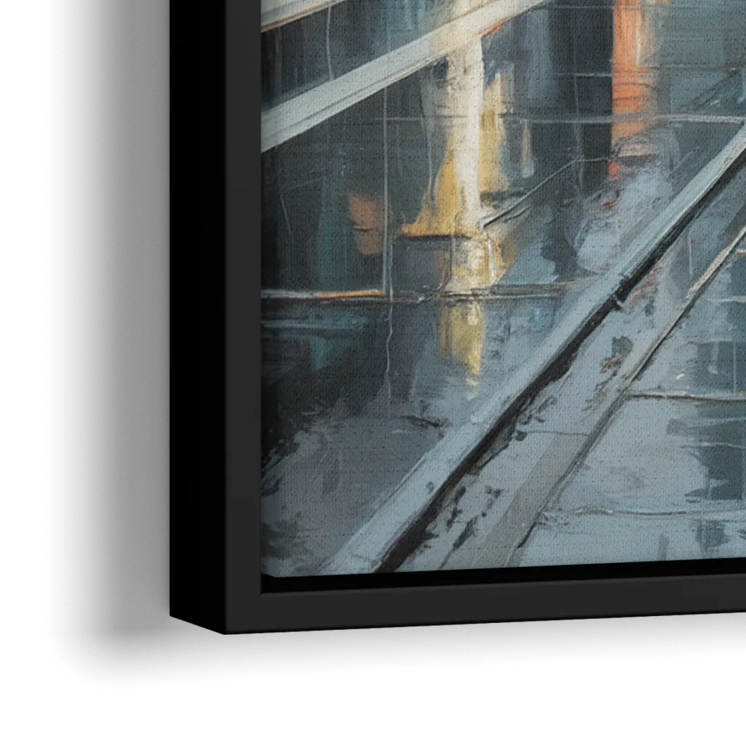 Vancouver Rainy Day - Close-Up Black Frame Canvas