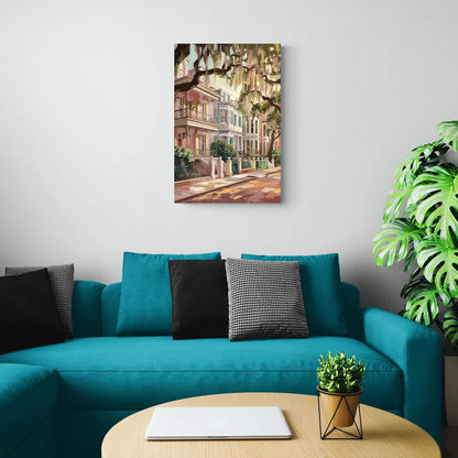 Savannah Historic Homes - Canvas Wall Art Living Room