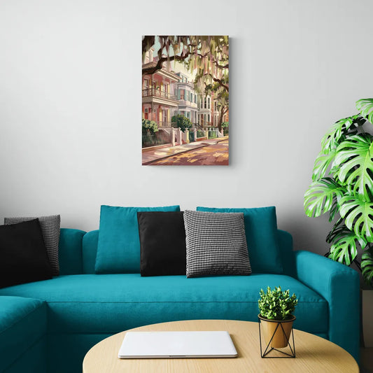 Savannah Historic Homes - Canvas Wall Art Living Room