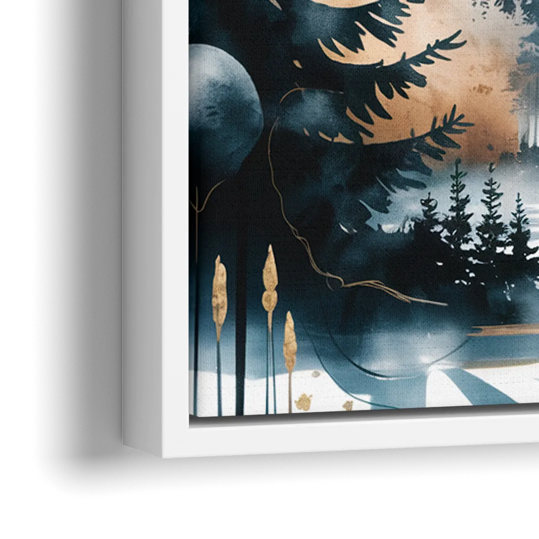 Seattle Space Needle in Fog - Close-Up White Frame Canvas