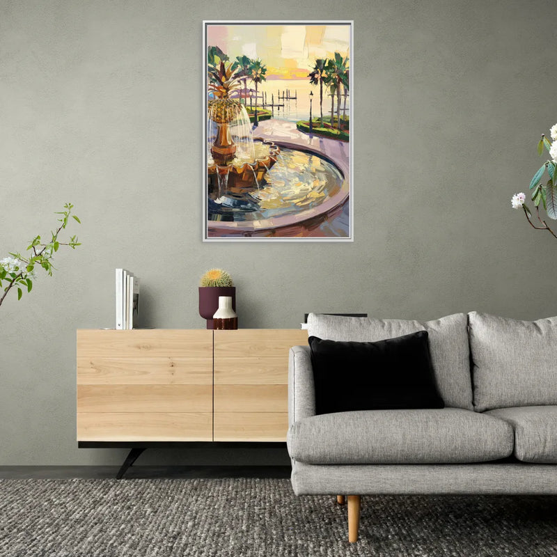 Charleston Waterfront Park - Living Room White Frame Canvas