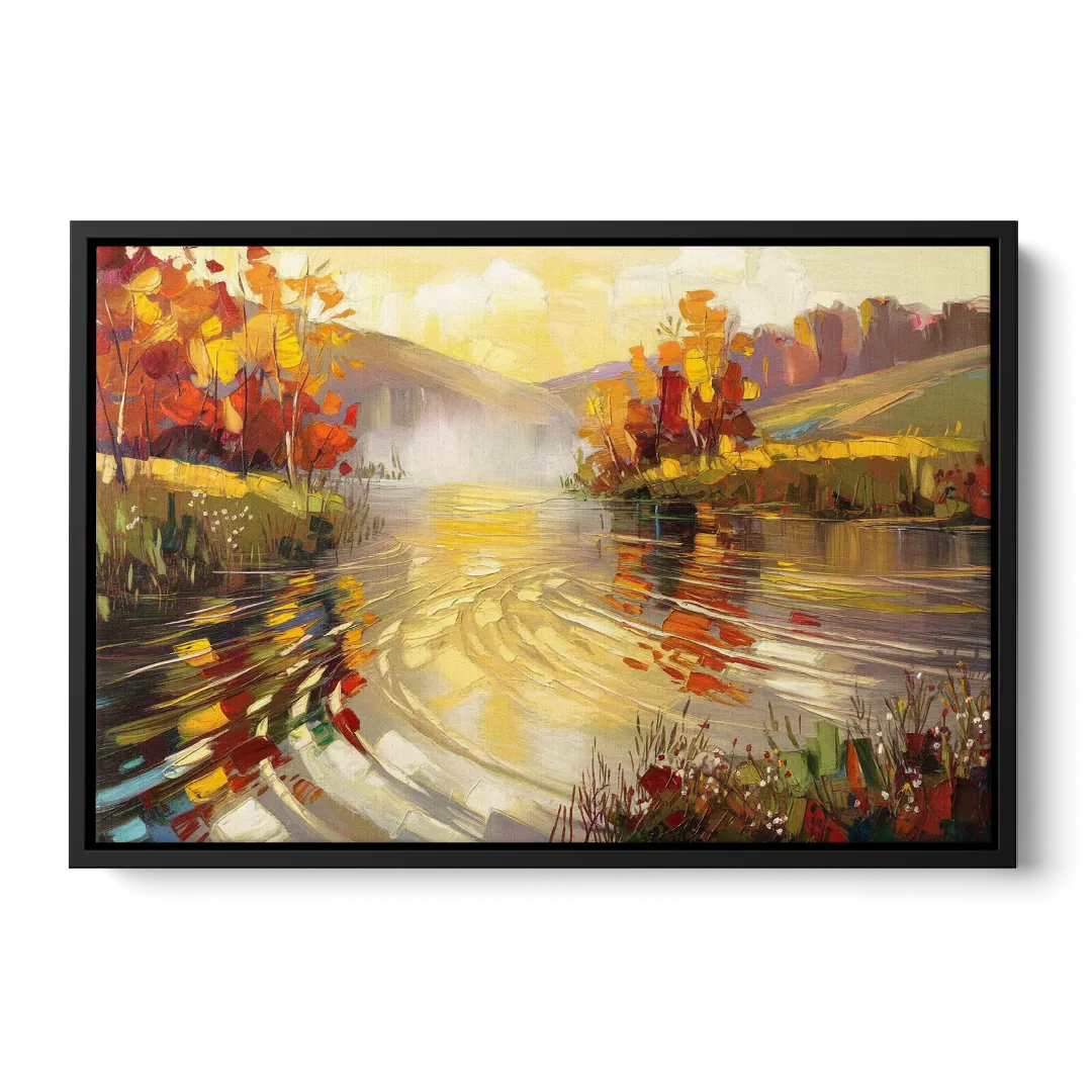 Asheville Riverfront Serenity - Black Frame Canvas