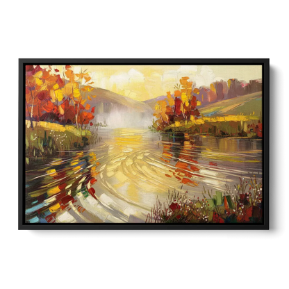 Asheville Riverfront Serenity - Black Frame Canvas