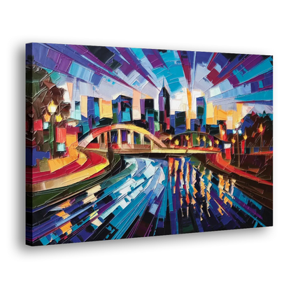 Greenville Vibrant Cityscape - Canvas Print Art Sides