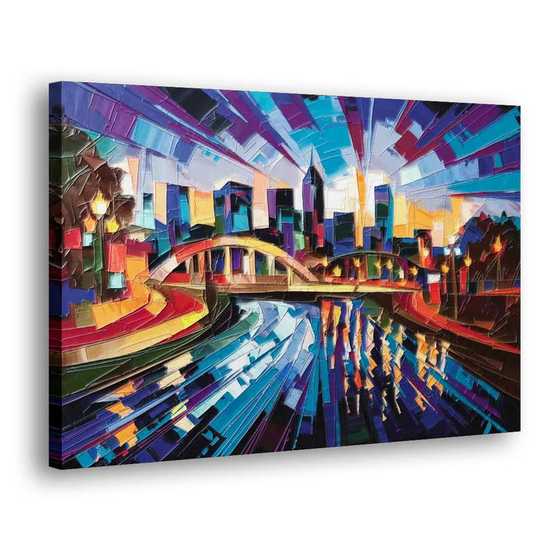 Greenville Vibrant Cityscape - Canvas Print Art Sides