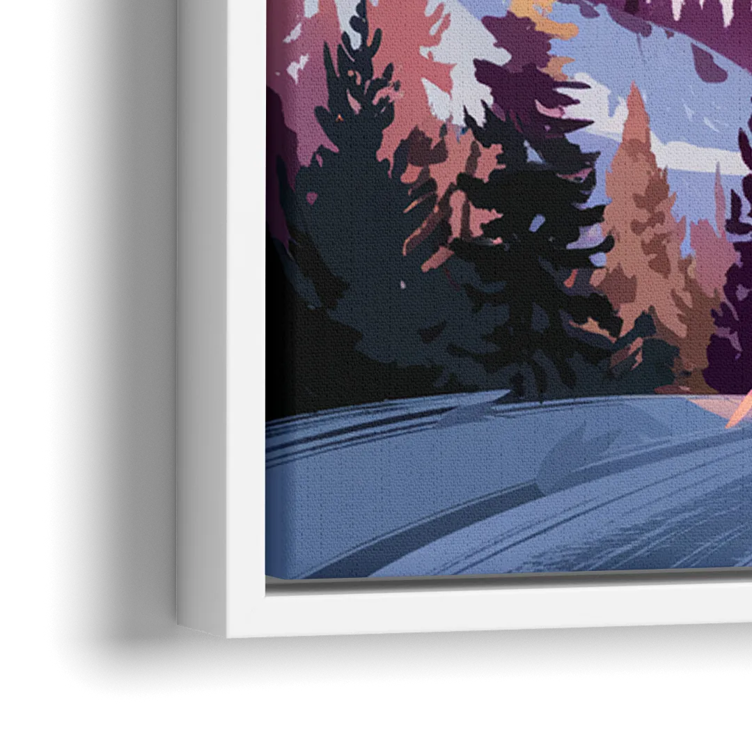 Breckenridge Snowy Peaks - Close-Up White Frame Canvas