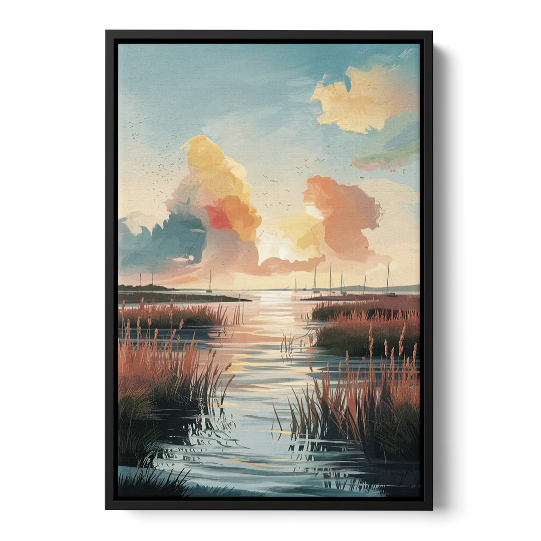 Chesapeake Coastal Sunrise - Black Frame Canvas