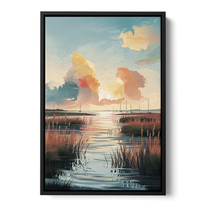 Chesapeake Coastal Sunrise - Black Frame Canvas