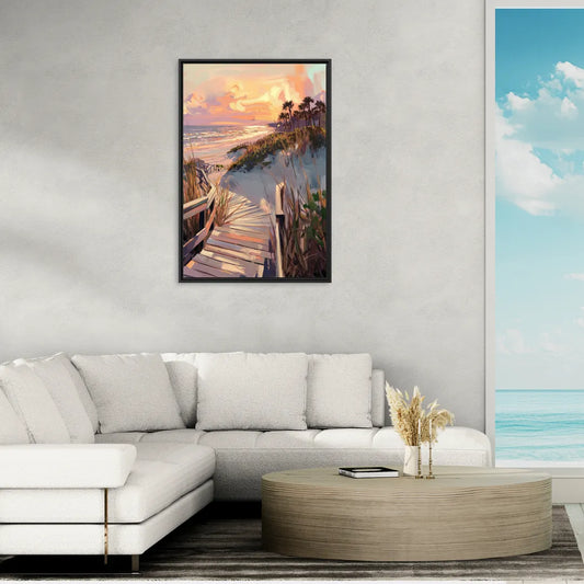 Hilton Head Island Atlantic Shoreline - Living Room Black Frame Canvas