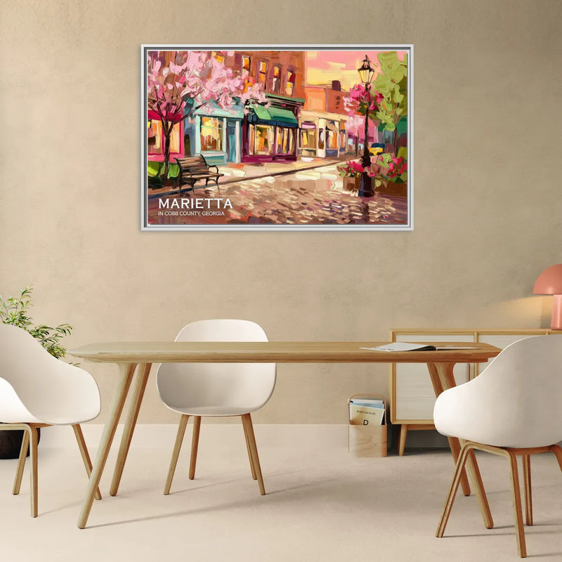 Marietta Cobb County Scenes - Living Room White Frame Canvas