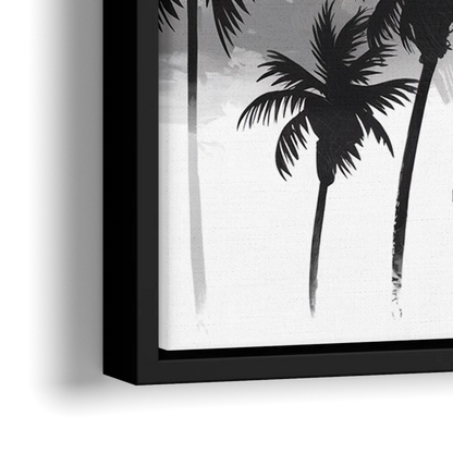 Los Angeles Black and White Cityscape - Close-Up Black Frame Canvas