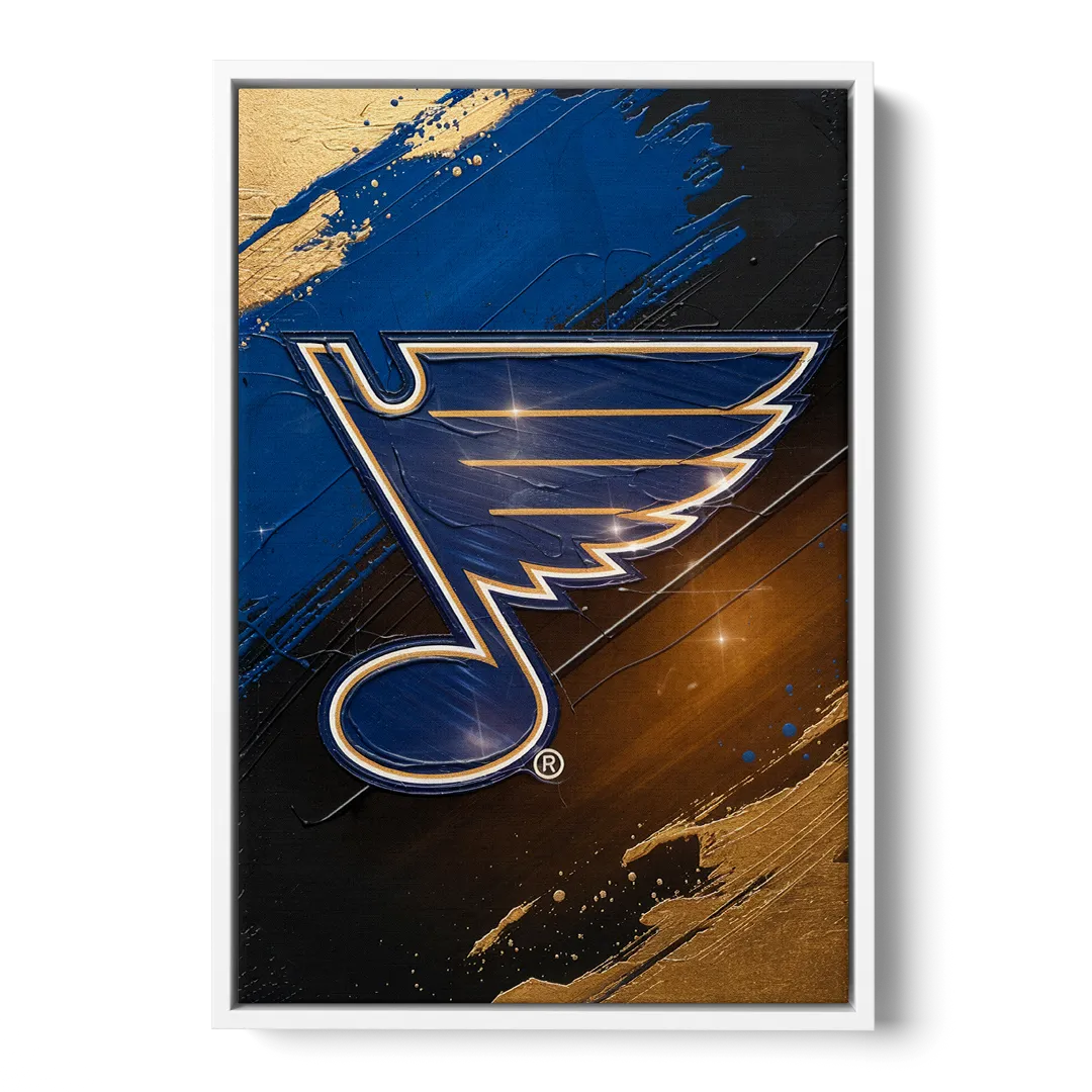 St. Louis Blues Hockey Theme - White Frame Canvas