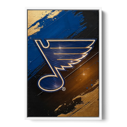 St. Louis Blues Hockey Theme - White Frame Canvas