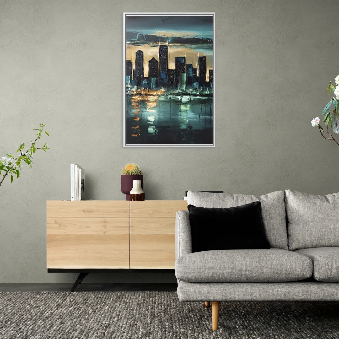 Houston Modern Aesthetic - Living Room White Frame Canvas
