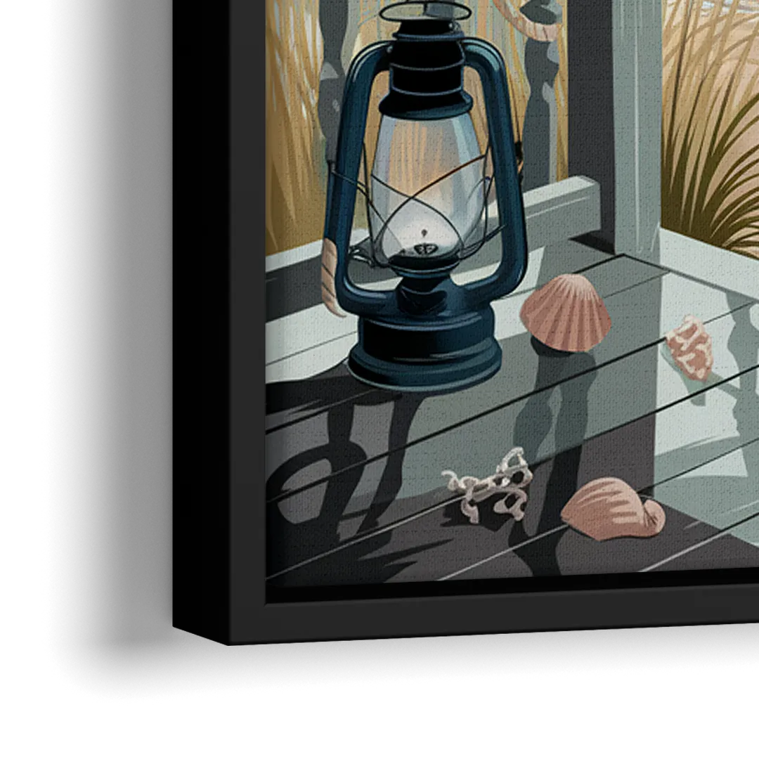 Seaside Nautical Charm - Close-Up Black Frame Canvas