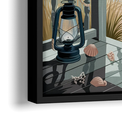 Seaside Nautical Charm - Close-Up Black Frame Canvas