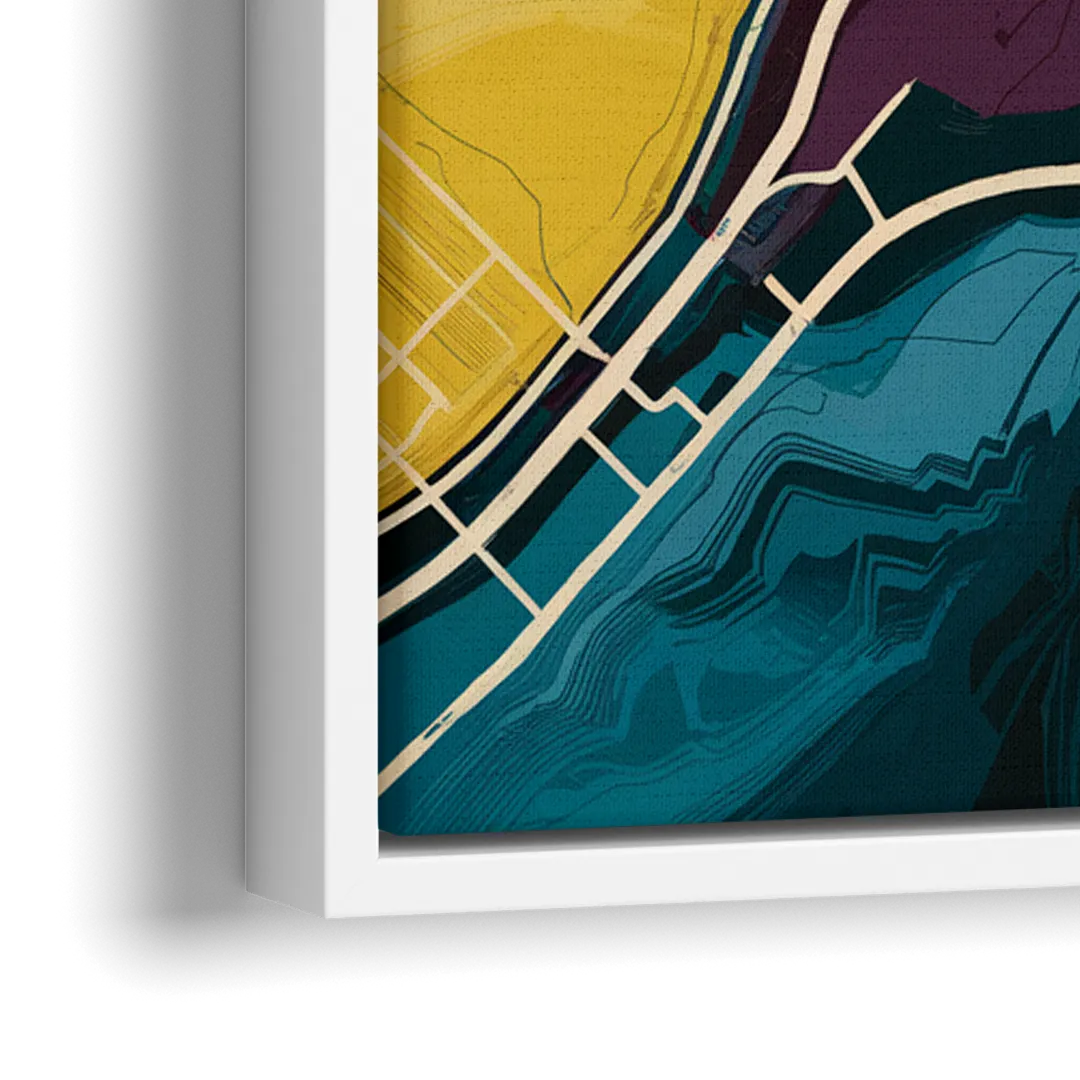 Las Vegas Map Design - Close-Up White Frame Canvas