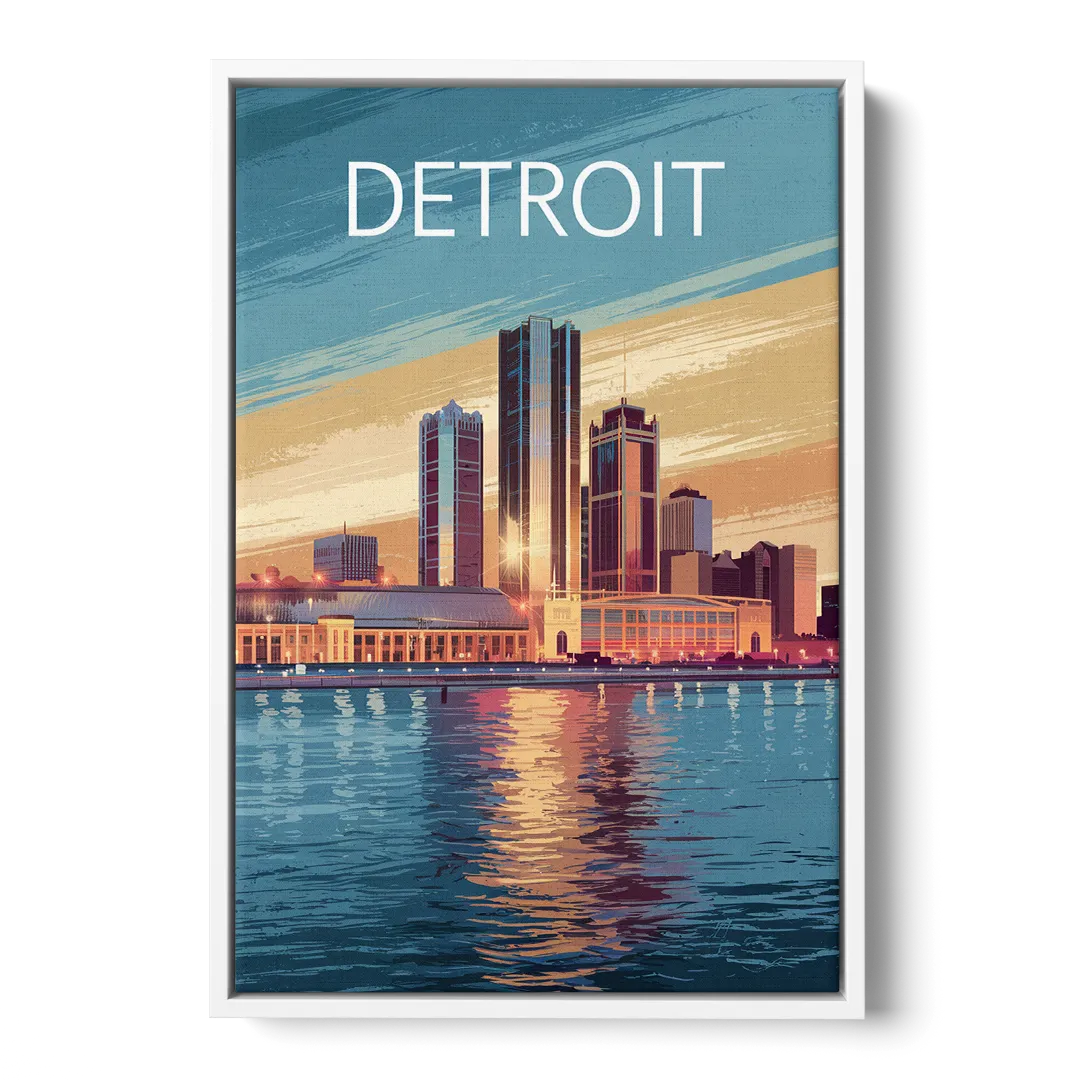 Detroit Historic Landmarks - White Frame Canvas