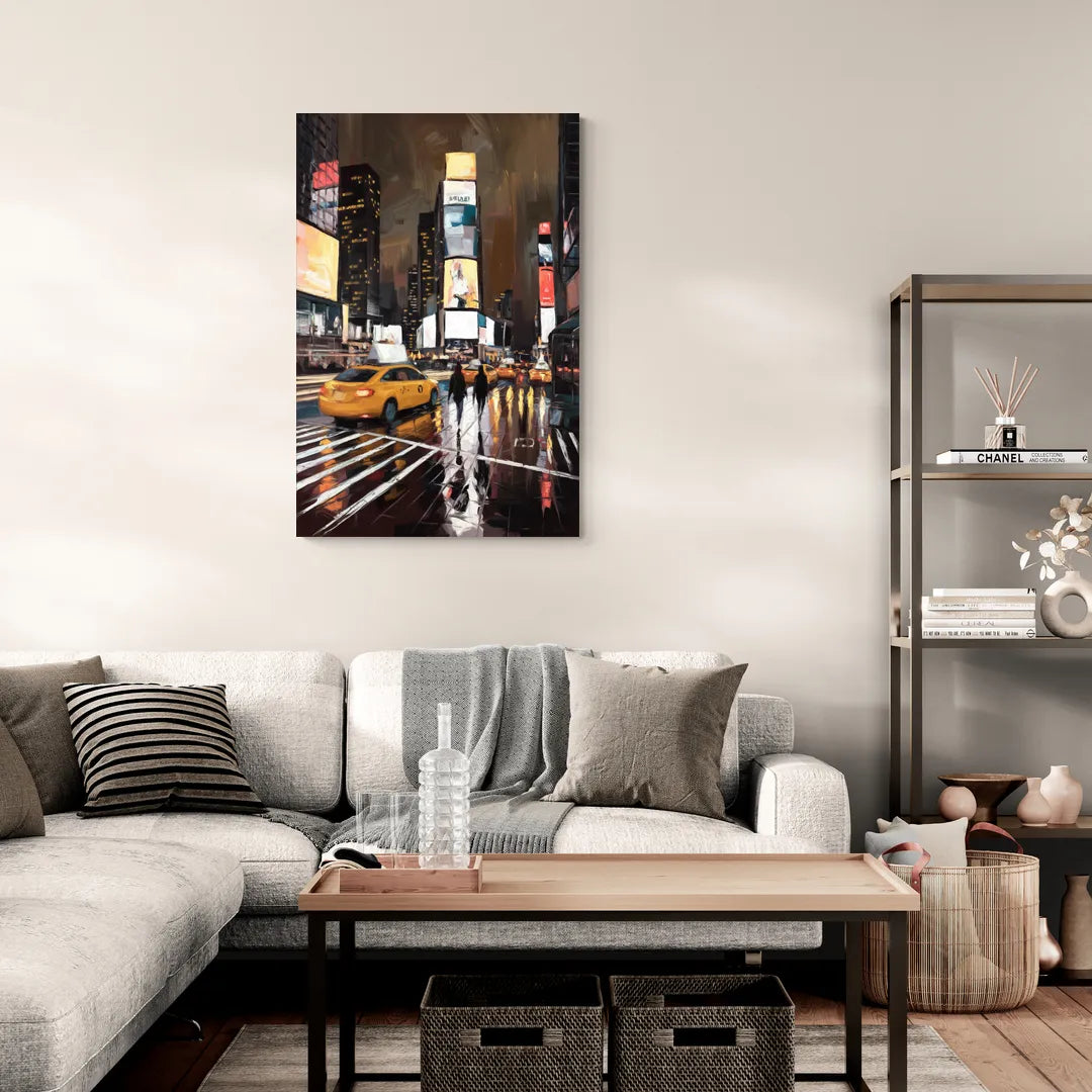 New York City Times Square in Motion Night - Canvas Wall Art Living Room