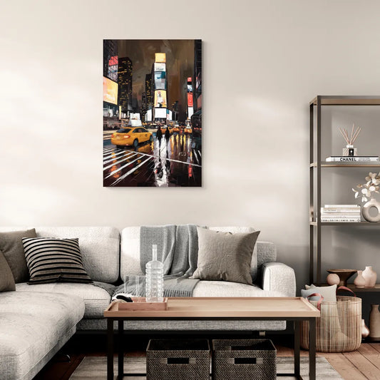 New York City Times Square in Motion Night - Canvas Wall Art Living Room
