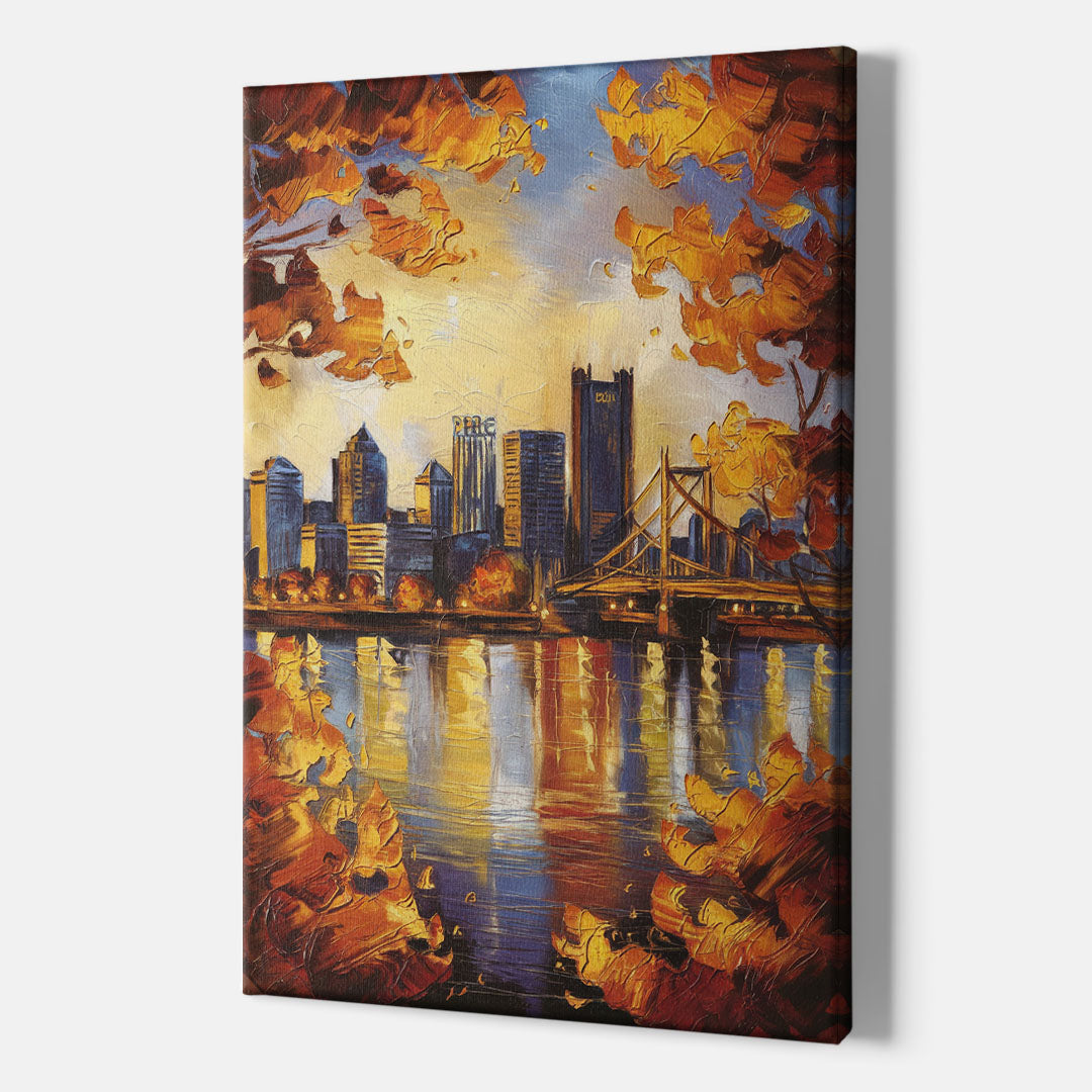 Pittsburgh Skyline in Autumn - Canvas Wall Art Indoor