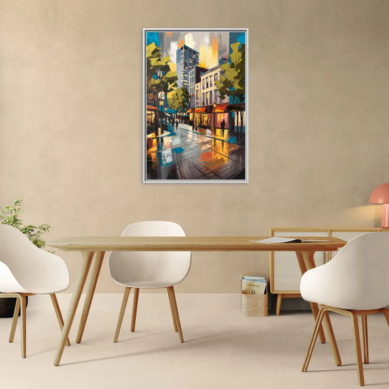 Burlington Vibrant Downtown - Living Room White Frame Canvas