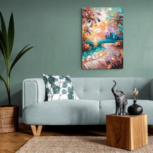 Miami Tropical Paradise - Canvas Wall Art Living Room