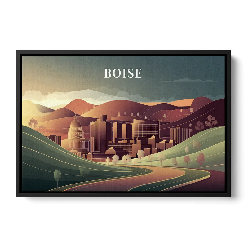 Boise Foothills Landscape - Black Frame Canvas