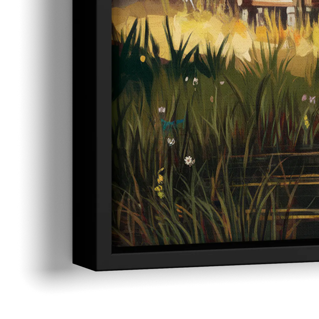 Gatlinburg Cabin in the Woods Rustic - Close-Up Black Frame Canvas