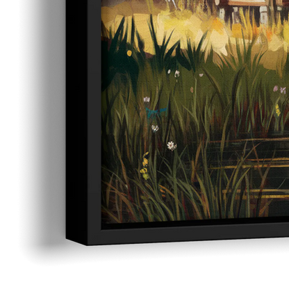 Gatlinburg Cabin in the Woods Rustic - Close-Up Black Frame Canvas