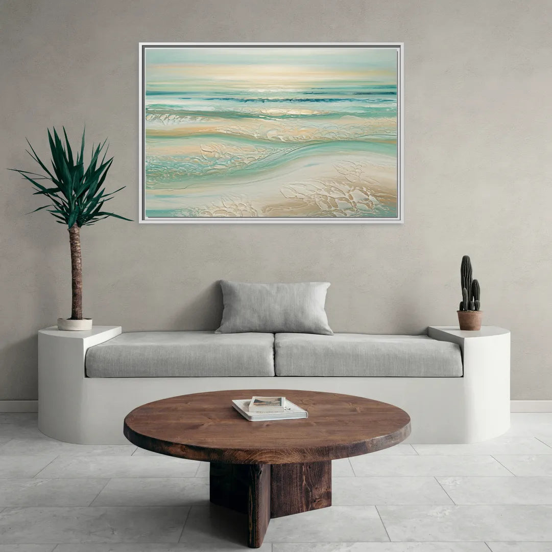 Sitka Ocean Breeze - Living Room White Frame Canvas