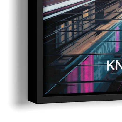 Knoxville Urban Night Lights - Close-Up Black Frame Canvas