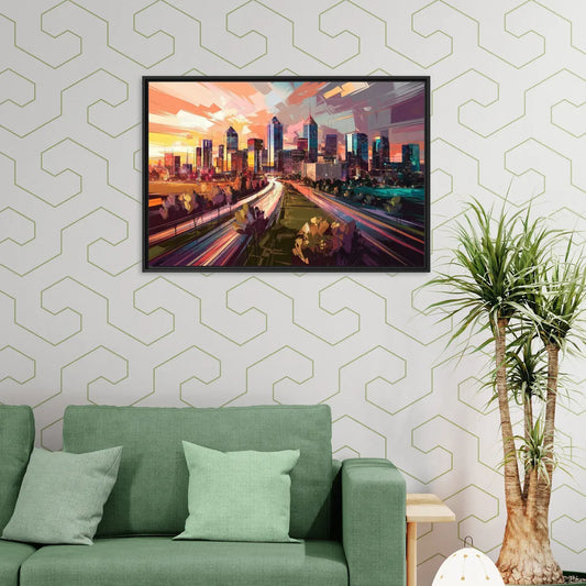 Atlanta Midtown Skyline - Living Room Black Frame Canvas