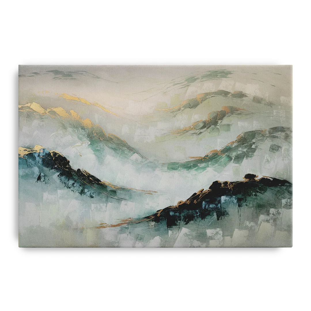 Gatlinburg Misty Mountain Gray Landscape - Canvas Wall Art