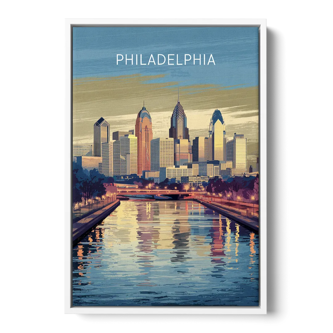 Philadelphia Schuylkill River - White Frame Canvas