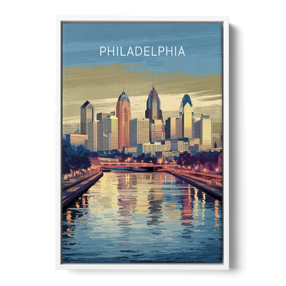 Philadelphia Schuylkill River - White Frame Canvas
