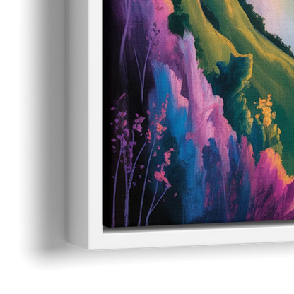 Niagara Falls Rainbow Light - Close-Up White Frame Canvas