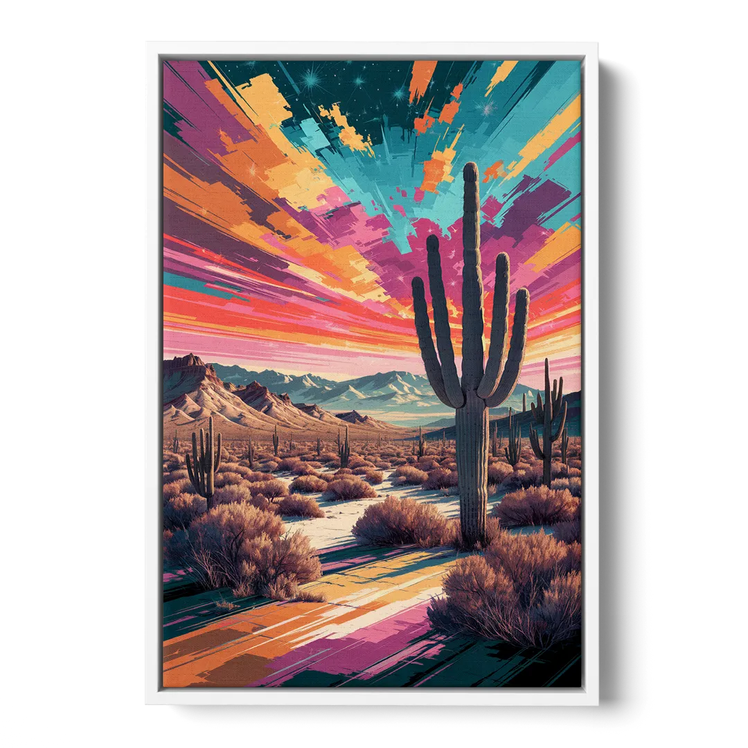 Chandler Desert Sunset - White Frame Canvas