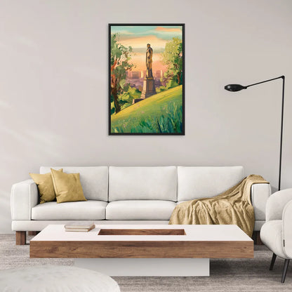 Birmingham Vulcan Statue View - Living Room Black Frame Canvas