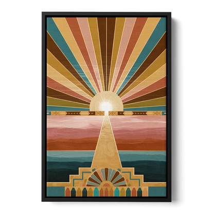 Santa Fe Sunburst Design - Black Frame Canvas
