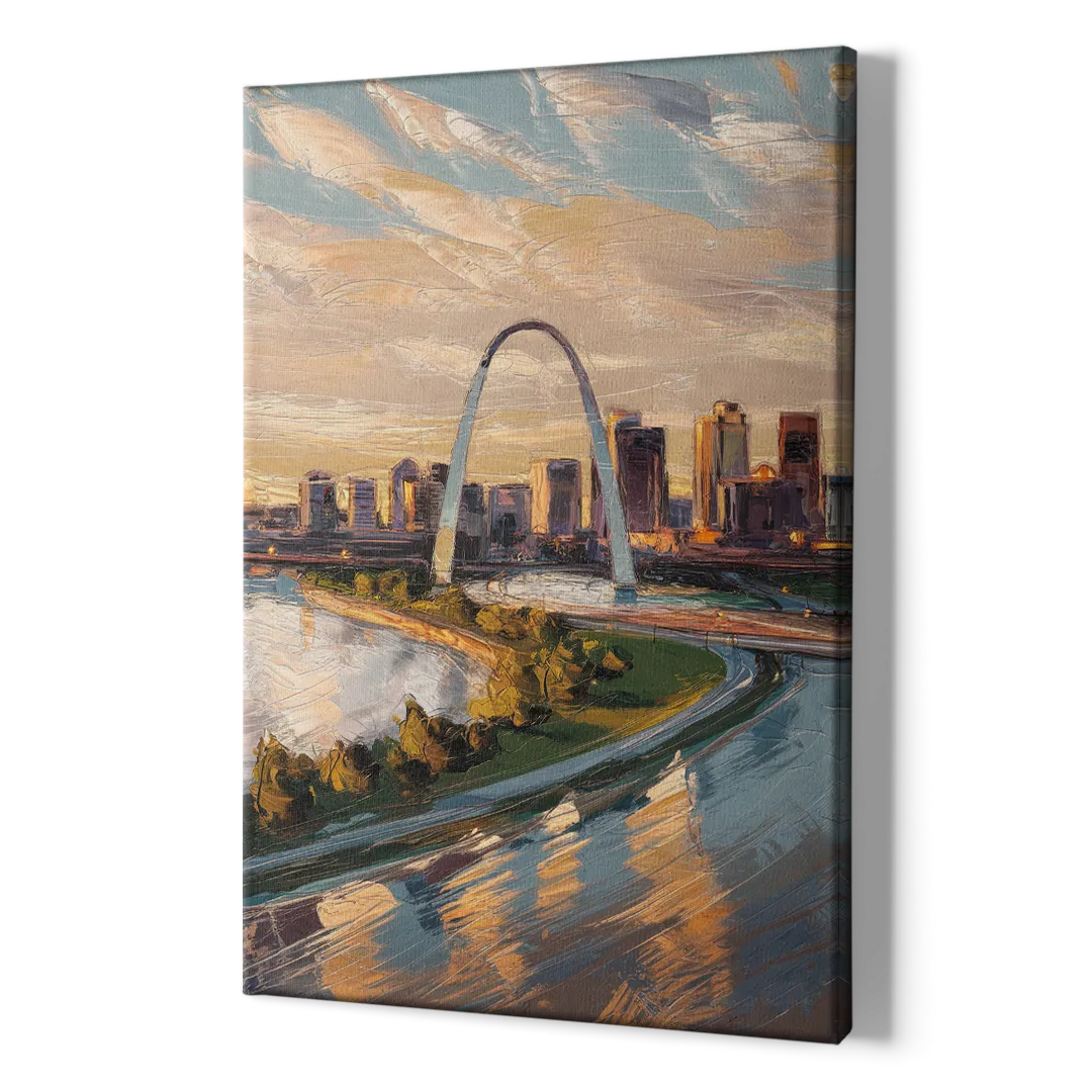 St. Louis Downtown Aerial View - Canvas Print Art Sides