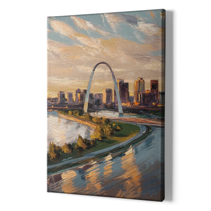 St. Louis Downtown Aerial View - Canvas Print Art Sides