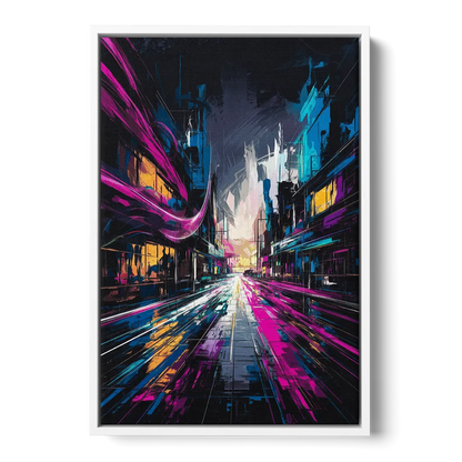 Norfolk Neon District Vibes - White Frame Canvas