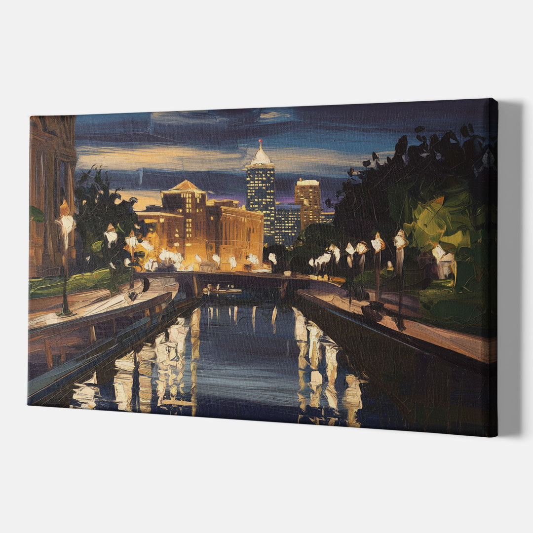 Indianapolis Canal Walk View - Canvas Wall Art Indoor