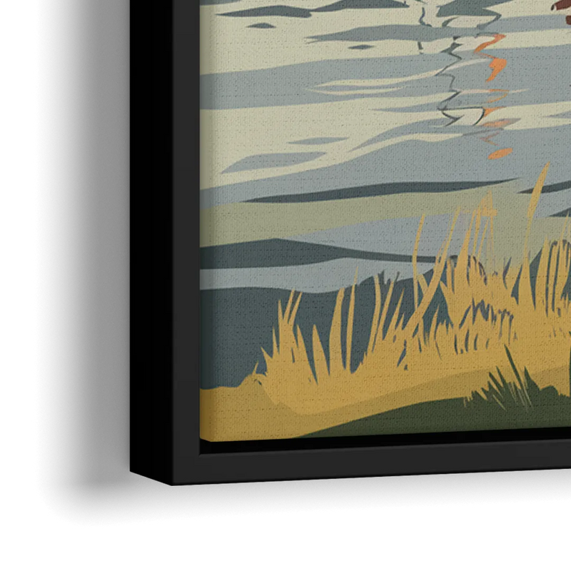 Camden Harbor Boats and Skyline - Close-Up Black Frame Canvas