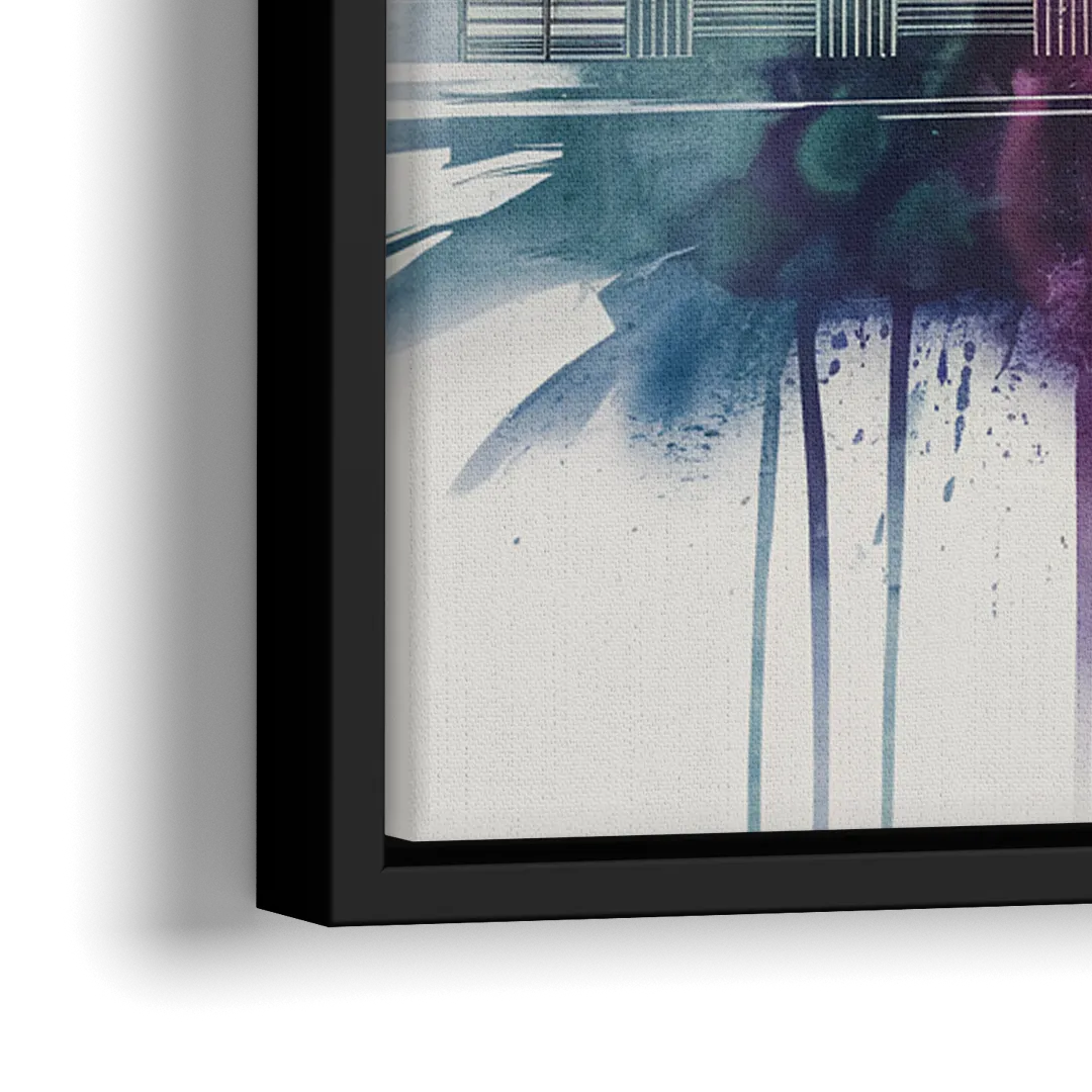 Columbus Ohio Skyline - Close-Up Black Frame Canvas