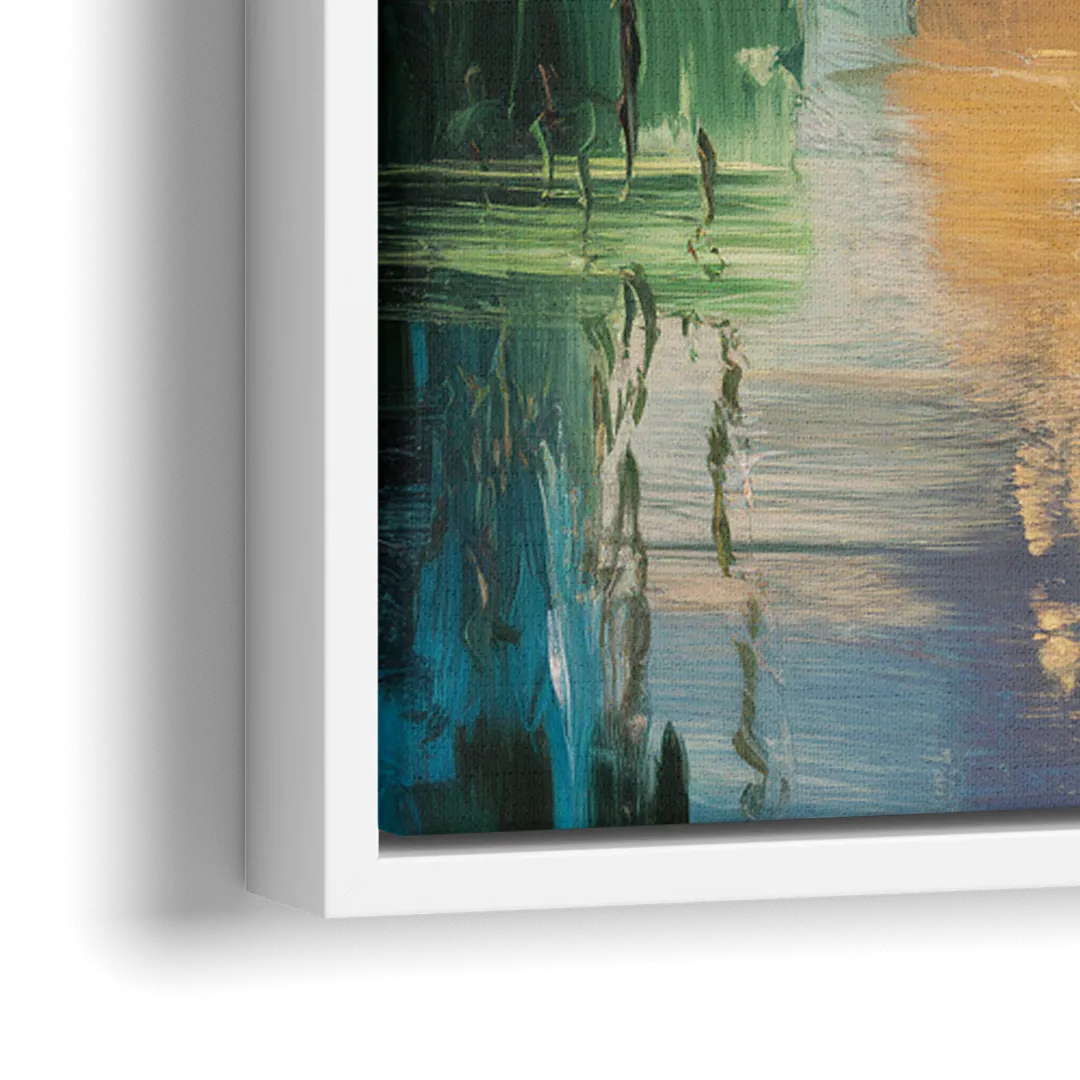 Austin Lady Bird Lake Scene - Close-Up White Frame Canvas